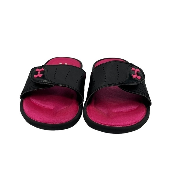 Under Armour Black Pink Surge Ignite IX Memory Foam Slides Size 3 Y Girl's - Picture 3 of 8